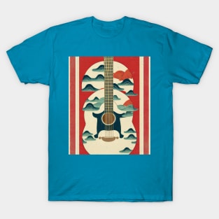 Acoustic Guitar Japanese Style Abstract Artwork T-Shirt